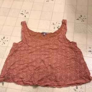 Peachy colored lace crop top